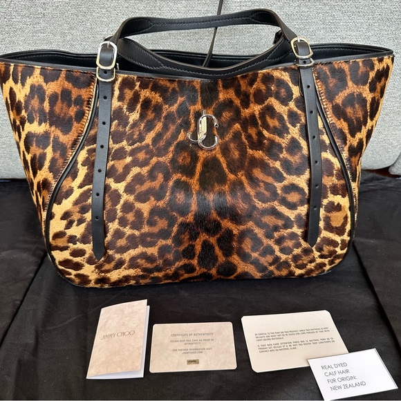 Jimmy Choo Varenne Tote Natural Degrade Leopard Print Pony Large Bag calf hair - Picture 2 of 8